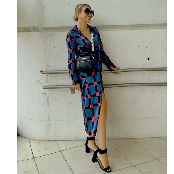 Zara Dresses & Skirts - 90 BLOGGERS FAVE NWT ZARA FW22 WOMAN PRINTED WRAP MAXI DRESS MULTICOLORED M